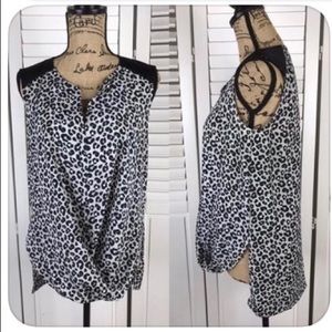 Apt 9 Black/White Leopard Print Sleeveless Top